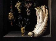 Felipe Ramirez Still Life with Cardoon, Francolin, Grapes and Irises Sweden oil painting reproduction